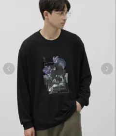 【極美品】LAKOLE ラコレ フラワープリント ロングTシャツ ブラックのサムネイル