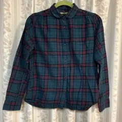 UNIQLO キッズ 長袖シャツ ダークグリーン/レッド　150