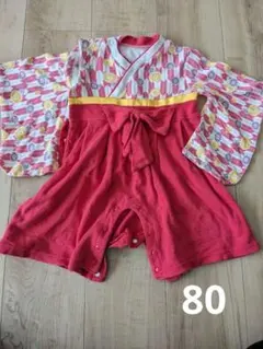 袴ロンパース　80　女の子 ピンク