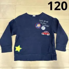 mou jonjon ムージョンジョン　ワッペン付きトレーナー　ネイビー　120のサムネイル