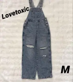 Lovetoxic ライトブルーダメージデニムオーバーオール　150