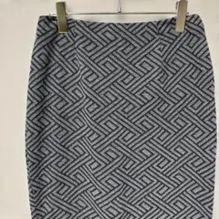 ナノユニバース　タイトスカート(M)グレー　幾何学模様　大人キレイめストレッチ