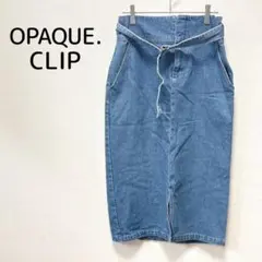 オペークドットクリップ デニムスカート M 青系 タイト 綿混 シンプル 春夏