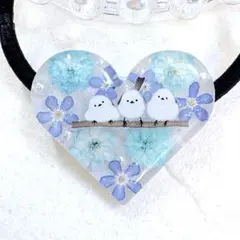 涼しげ グラデーション お花と猫♡レジン ヘアゴム - メルカリ
