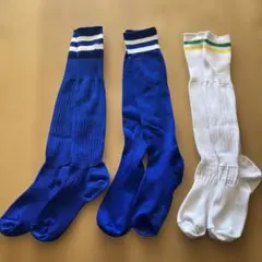 サッカー　ソックス　セット　青　白　ライン　23 24 25 26 フットサル