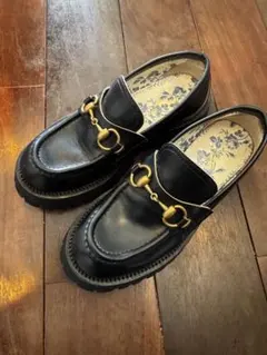 GUCCI グッチ ホースビット ローファー 厚底 フローラ ブラック レザー 