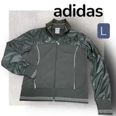 adidas Clima365 グレー ジャージ Ｌ 胸元と襟がカラフル‼️