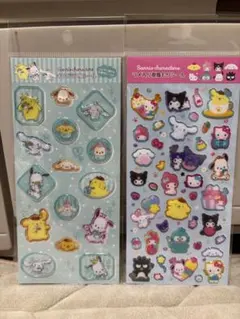 サンリオ　すりガラス風シール　ラメ入り樹脂もりシール