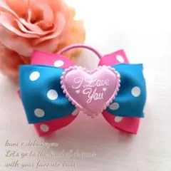 【ピンク水色ドットミックスリボンおひとつ♡】