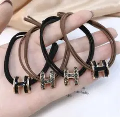 H型装飾付きヘアゴム 4個セット