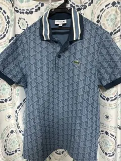 新品同様 LACOSTE モノグラム柄ジャガードポロシャツ ネイビー - メルカリ