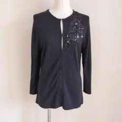 KRYDDERI クリュドリィシルク スパンコール ビーズ カーディガン LL