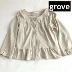 grove グローブ　ノーカラー　ジャケット M アイボリー　ポケット　フリル