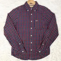 美形 ホリスター チェックシャツ 長袖シャツ 赤系 Mサイズ ワンポイントロゴ