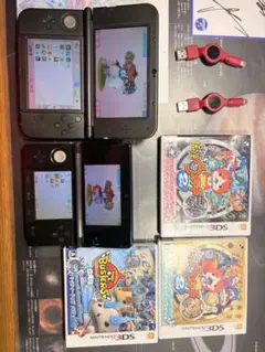 3DS本体2台＋妖怪ウォッチソフト3本セット 블랙