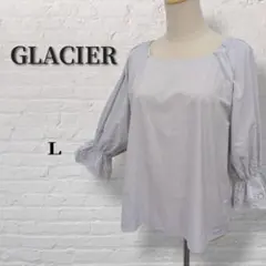 【GLACIER】スクエアネック　チュニックブラウス　手首ゴム　フリル　B19