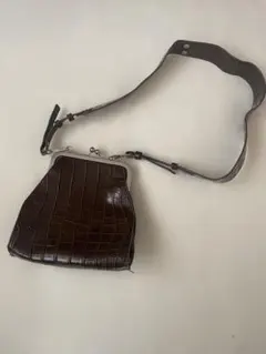 ダークブラウン クロコダイル風ショルダーバッグ