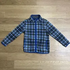 【値下げ】ユニクロUNIQLO フリースジャケット 130cm 青黒白￼チェック