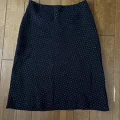 courreges クレージュ ドット柄 ひざ丈スカート ブラックのサムネイル