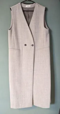 PLST ウール混ロングジレ ベスト グレー きれいめ 美品 M