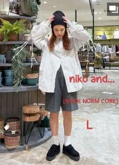 niko and...モードノームコア　コットンサテンリボンスリーブシャツ　L