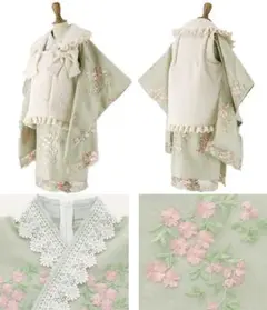 Catherine Cottage　七五三 フラワーレース着物ワンピ＆被布セット