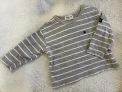 POLO 長袖Tシャツ 80cm グレーとホワイトストライプ　綿100%