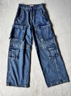 ZARA デニムカーゴパンツ ワイド USA4 Y2K アメカジ グランジ 極太 