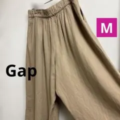 GAP ギャップ　ベージュ リネン混　ワイドパンツ カジュアル　ゴム入り　M
