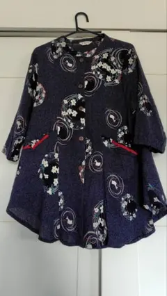 【新品】濃紫色 花柄 アウター M-Lサイズ
