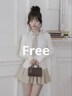 darich ネクタイシャツドッキングニットミニワンピース free