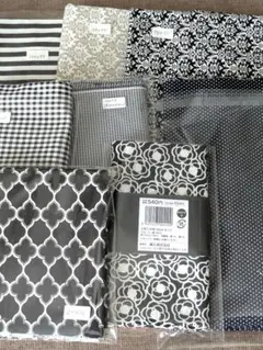 【お買得】コットン生地8点セット モノトーン系　ダマスク柄　定番柄