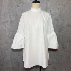 美品 エムプルミエ・クチュール パフスリーブブラウス 白 サイズ36 