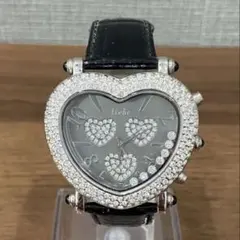 【稼働品】liebe リーベ ハート 腕時計 ラインストーン 黒