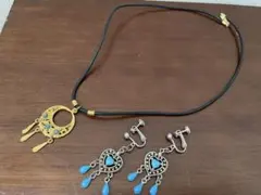 ターコイズ☆ネックレス＆イヤリングセット☆ヴィンテージ☆レトロ☆