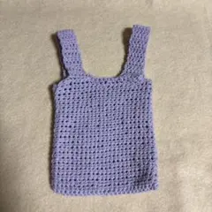 編み物練習・ハンドメイドミニエコバッグ（ラベンダー）