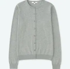 UNIQLOUVカットクルーネックカーディガン長袖グレー大人気通勤通学S1731