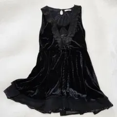 axes femme ベルベット風 ベロア ワンピース M 黒