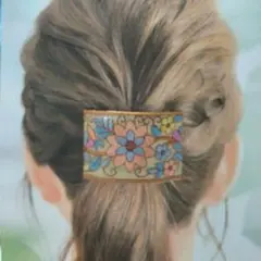 インド花柄刺繍 ヘアアクセサリー　ポニーフック