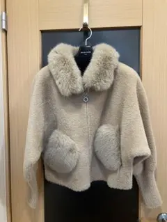 ボア付きニットジャケット