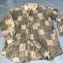 パッチワーク シャツ 古着 ブラウン系