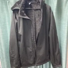 フリースライニング フード付きジャケット 黒