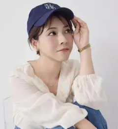 somyon 刺繍ロゴ付きネイビーキャップ