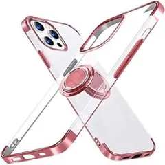iPhone14promaxケース クリア リング付き　ピンク