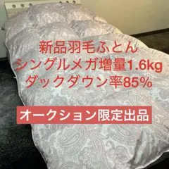 新品　メガ増量ダウン率85％1.6kg軽量新合繊　抗菌羽毛ふとん