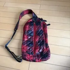 赤チェック ボディバッグ