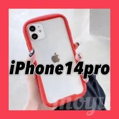 iPhone14pro ケース クリア おしゃれ iface型 推し活 新品 赤