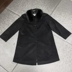 里麻 カシミヤ100% ロングコート 黒 11号 冠婚葬祭 ブルーフォックス