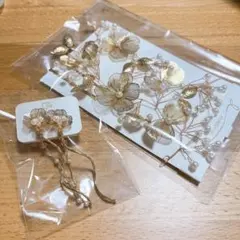 ブライダル　ウェディング　 ヘッドアクセサリー　髪飾り　 イヤリング　 ゴールド