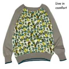 Live in comfort★パイナップル柄 長袖ニットラグラン切替のサムネイル